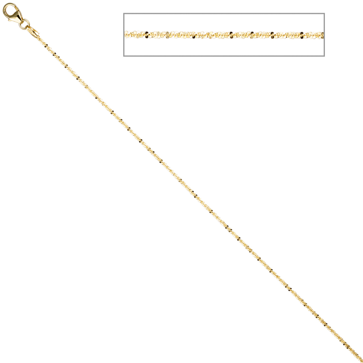 Criss-Cross Kette 333 Gelbgold 1,3 mm 45 cm Gold Halskette Goldkette Karabiner