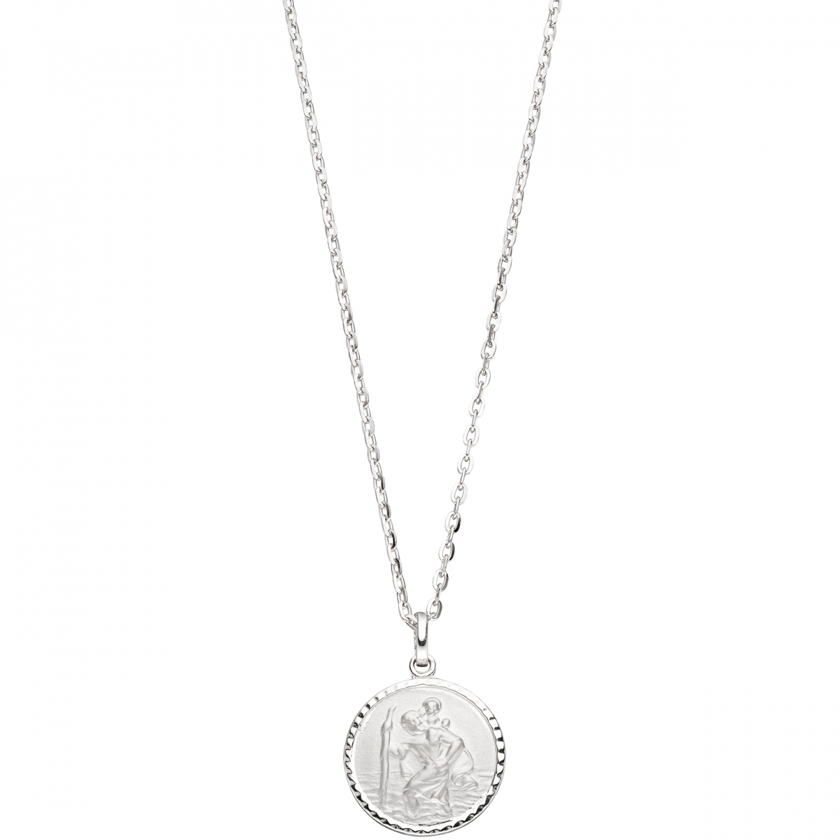 Anhänger Schutzpatron Christopherus rund 925 Sterling Silber mattiert