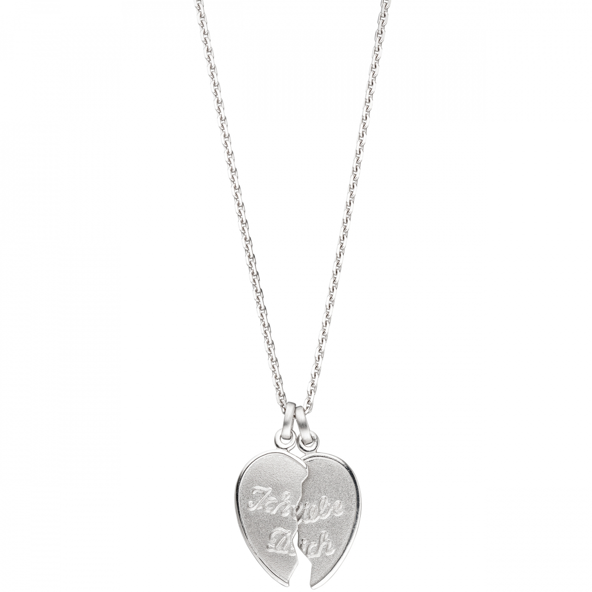 Anhänger Ich Liebe Dich / geteiltes Herz 925 Sterling Silber Partneranhänger