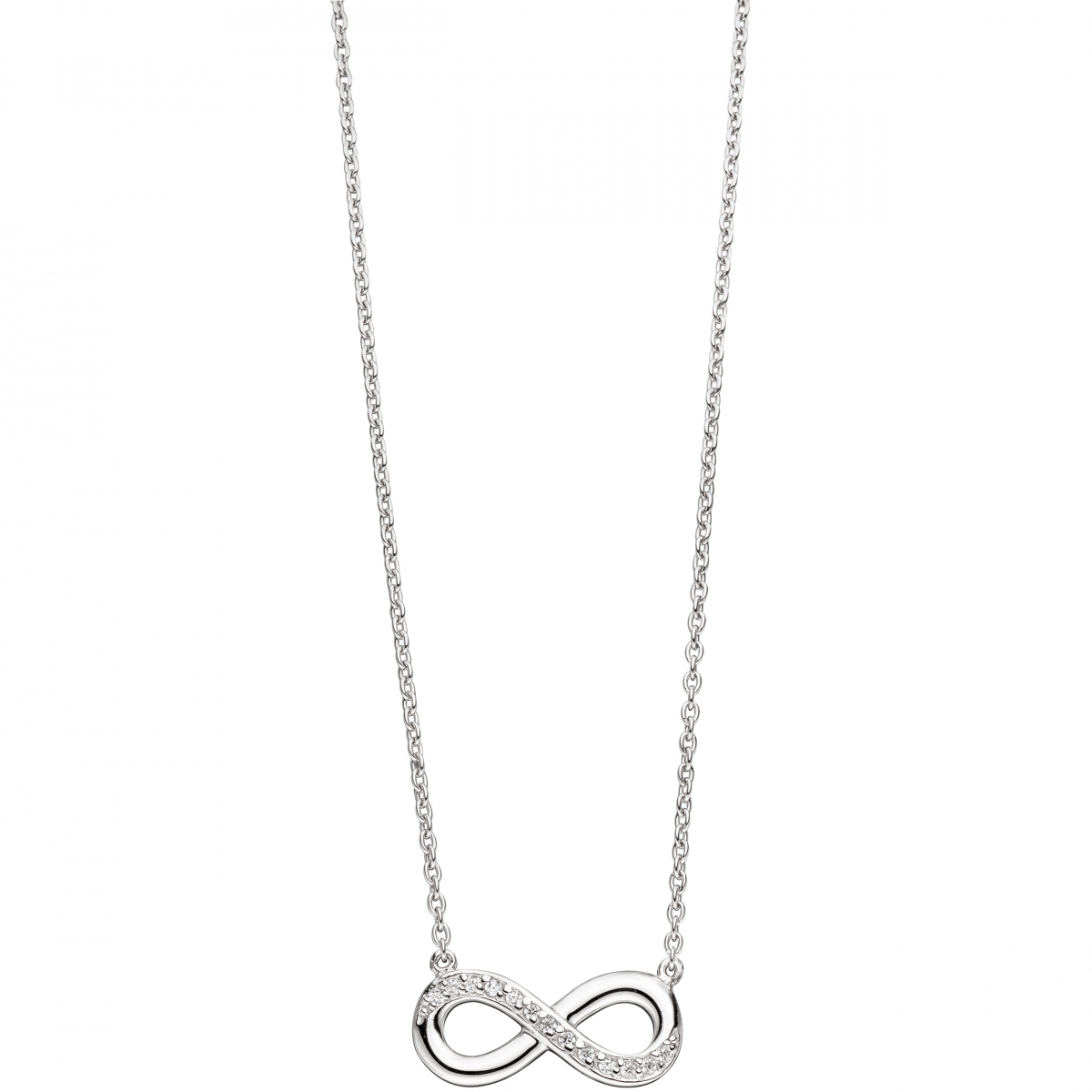 Collier Kette mit Anhänger Unendlichkeit 925 Sterling Silber mit Zirkonia 41 cm