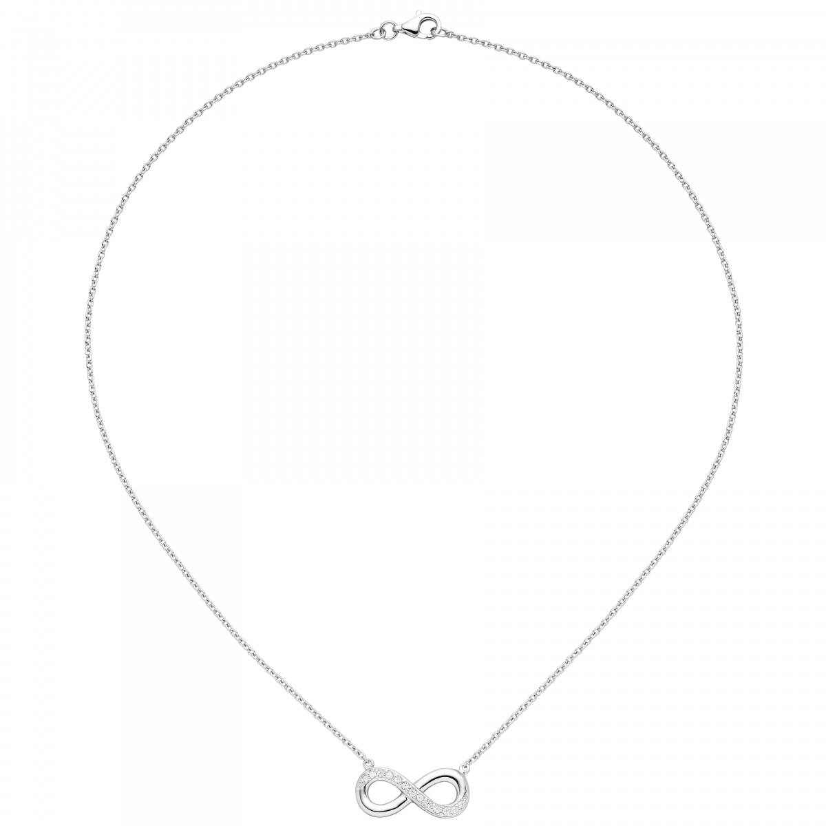 Collier Kette mit Anhänger Unendlichkeit 925 Sterling Silber mit Zirkonia 41 cm