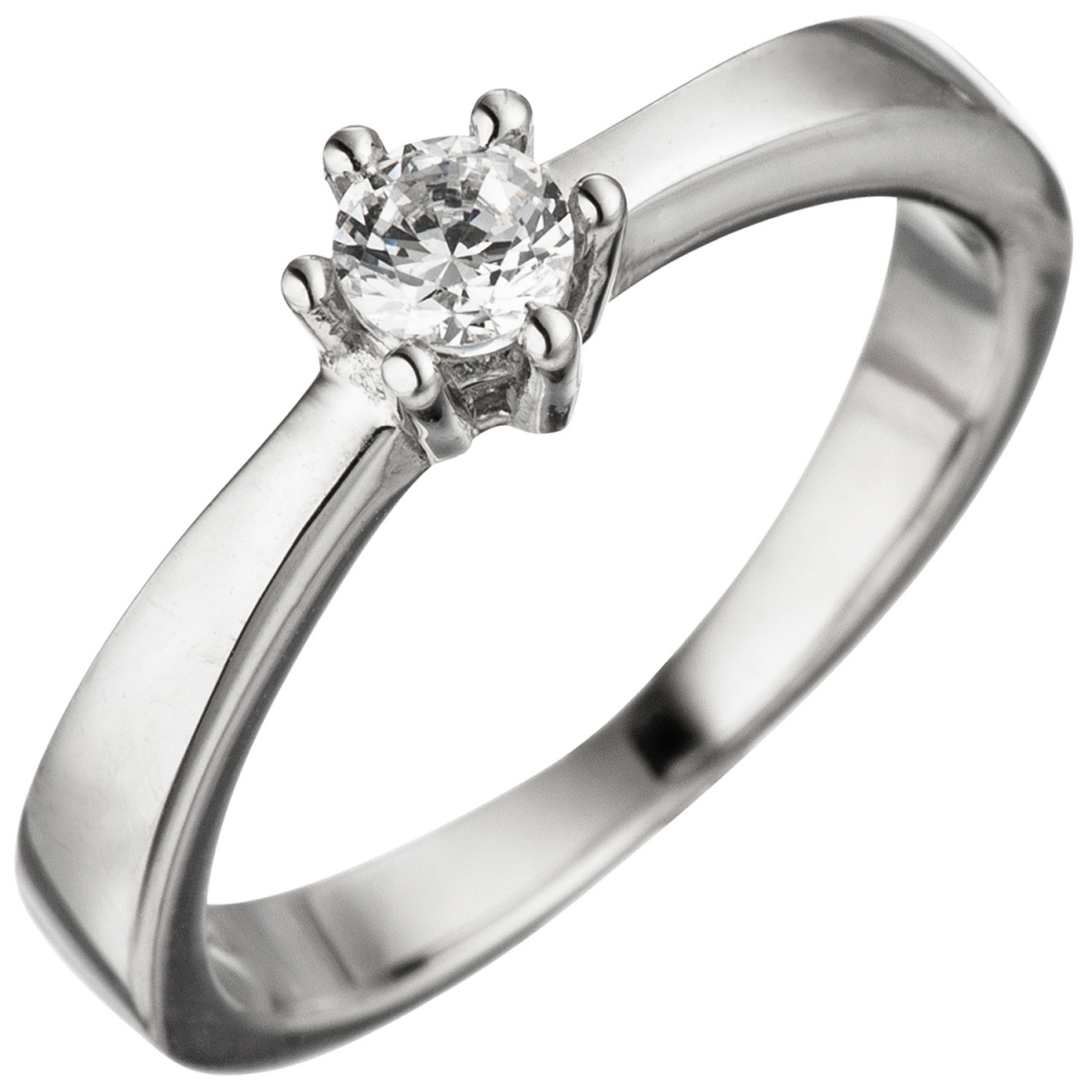 Damen Ring 925 Sterling Silber 1 Zirkonia Silberring - 50mm