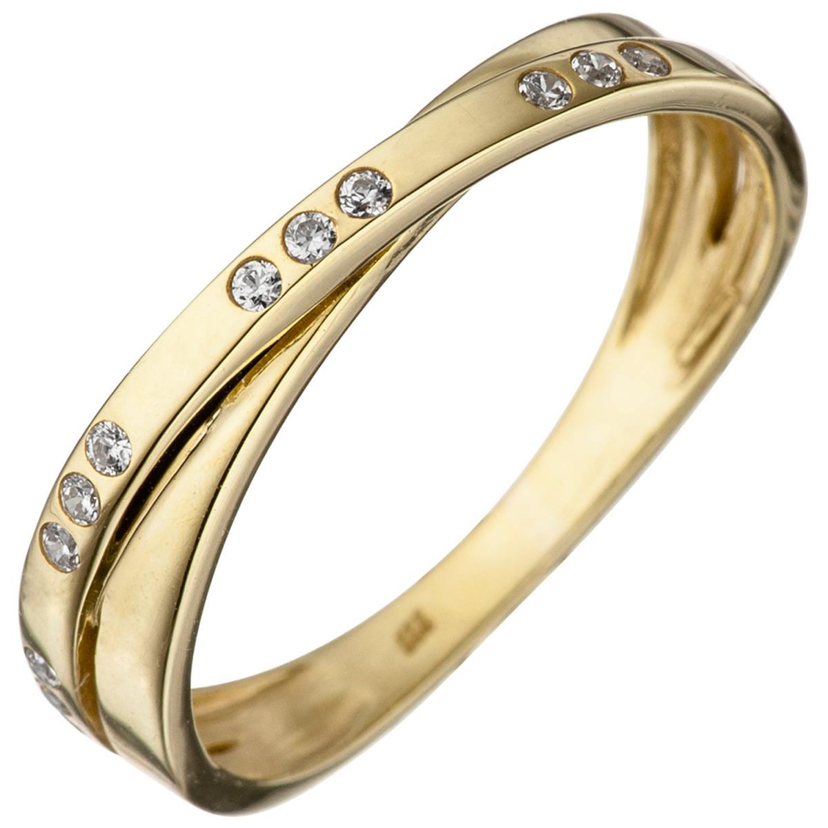 Damen Ring 333 Gold Gelbgold 15 Zirkonia Goldring - 52mm