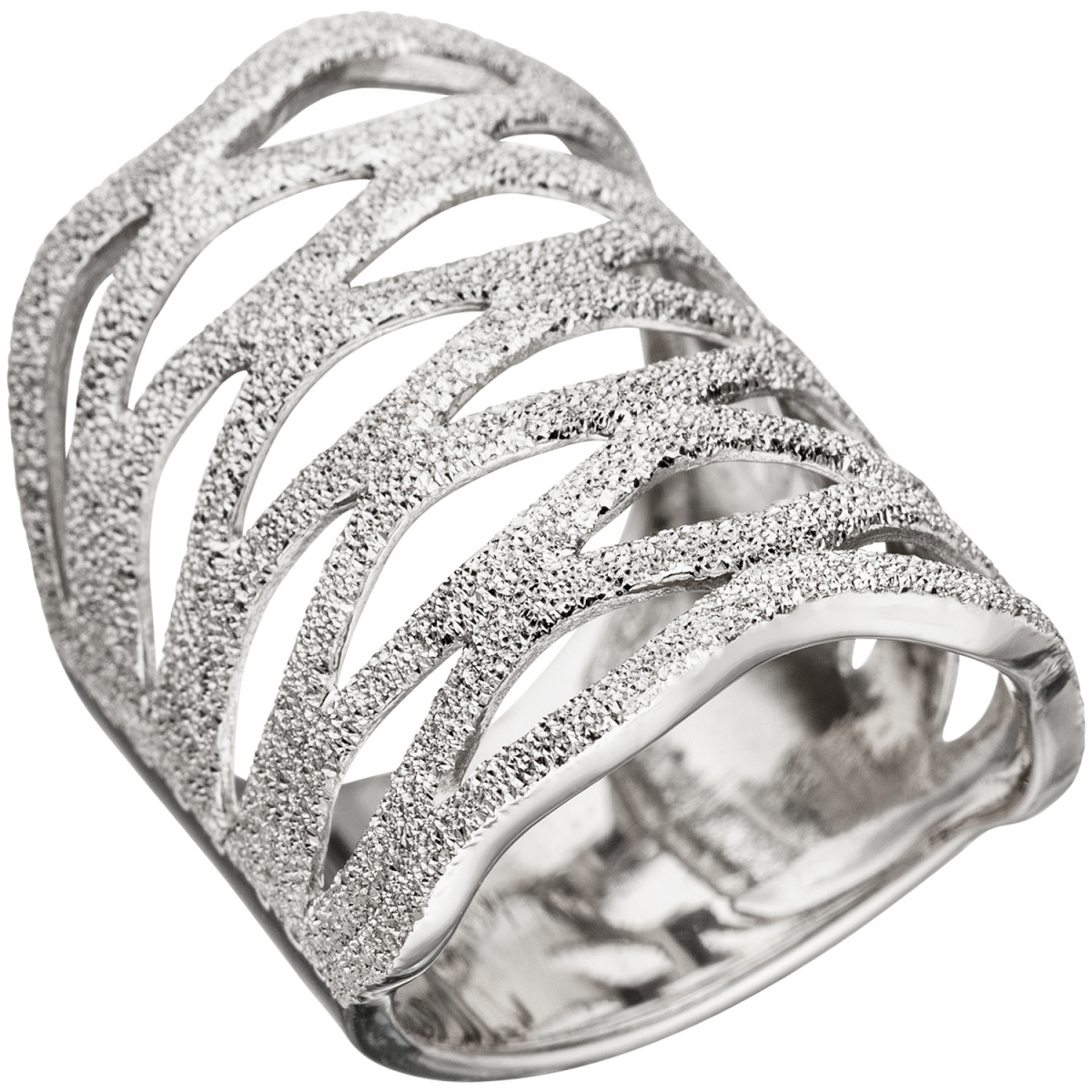 Damen Ring breit 925 Sterling Silber Silberring - 56mm