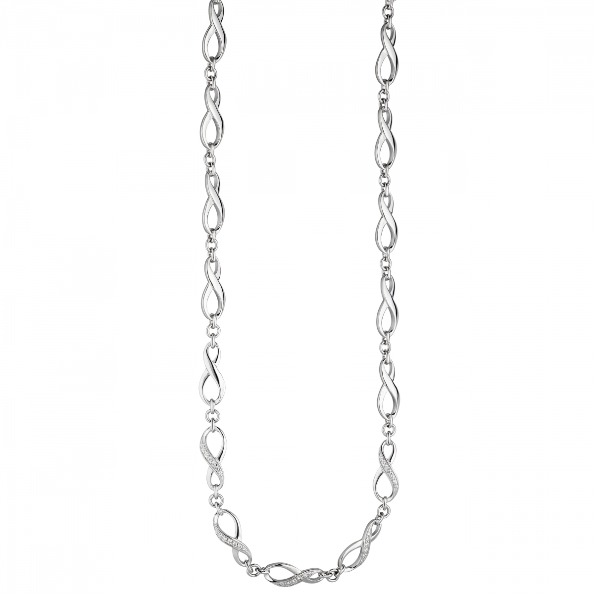 Collier Halskette Unendlich 925 Silber mit Zirkonia 48 cm Kette Silberkette