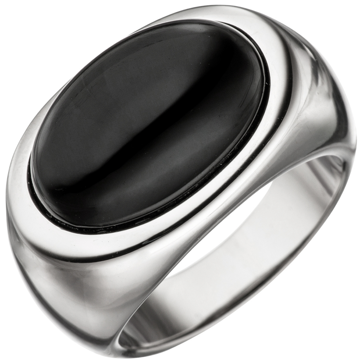 Damen Ring 925 Sterling Silber 1 Onyx schwarz Silberring Onyxring - 54mm