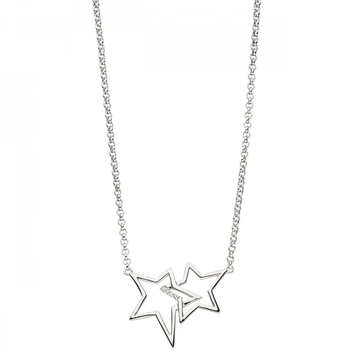 Collier Halskette Sterne 925 Silber mit Zirkonia 45 cm Kette Silberkette