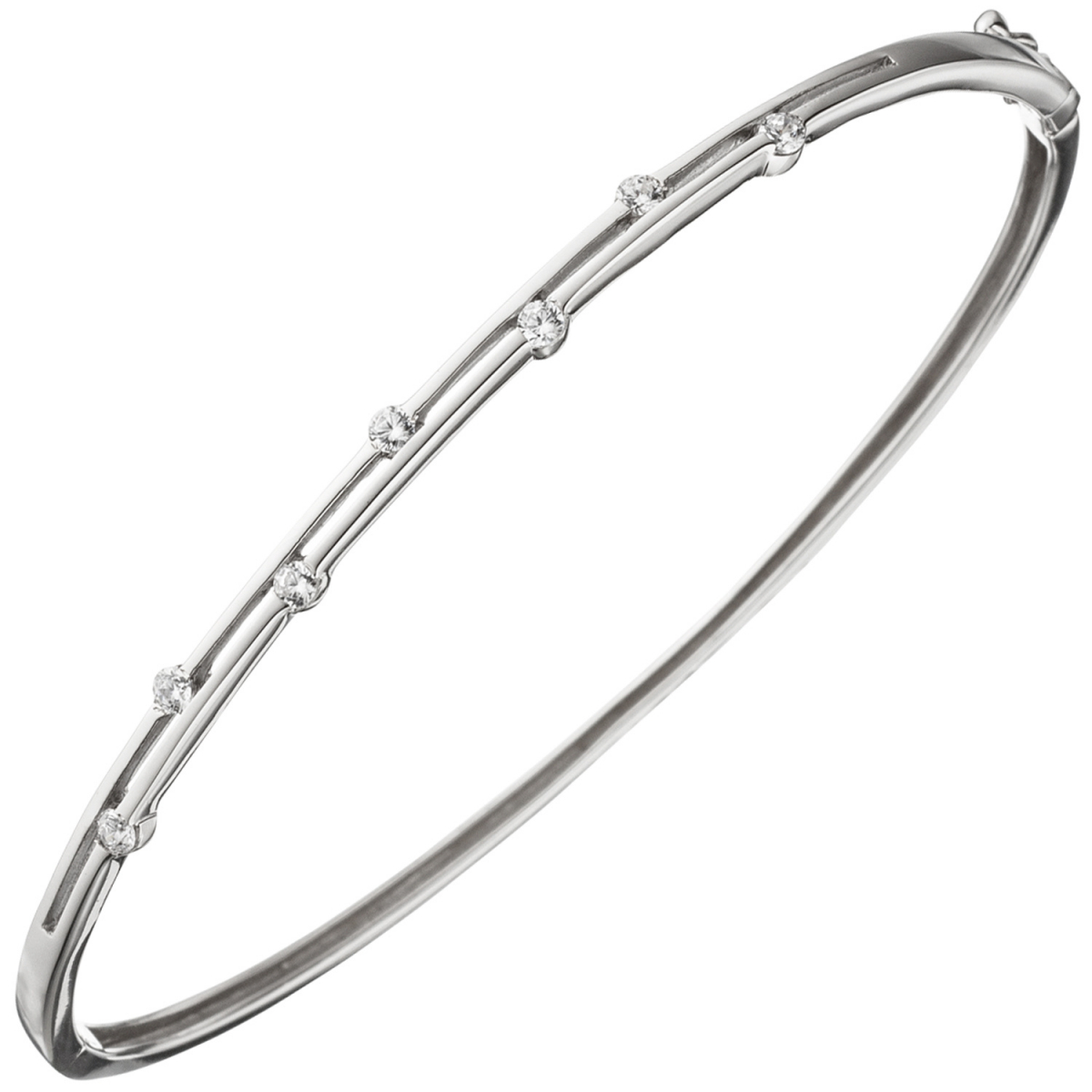 Armreif Armband 925 Sterling Silber 7 Zirkonia Silberarmband schmal dünn