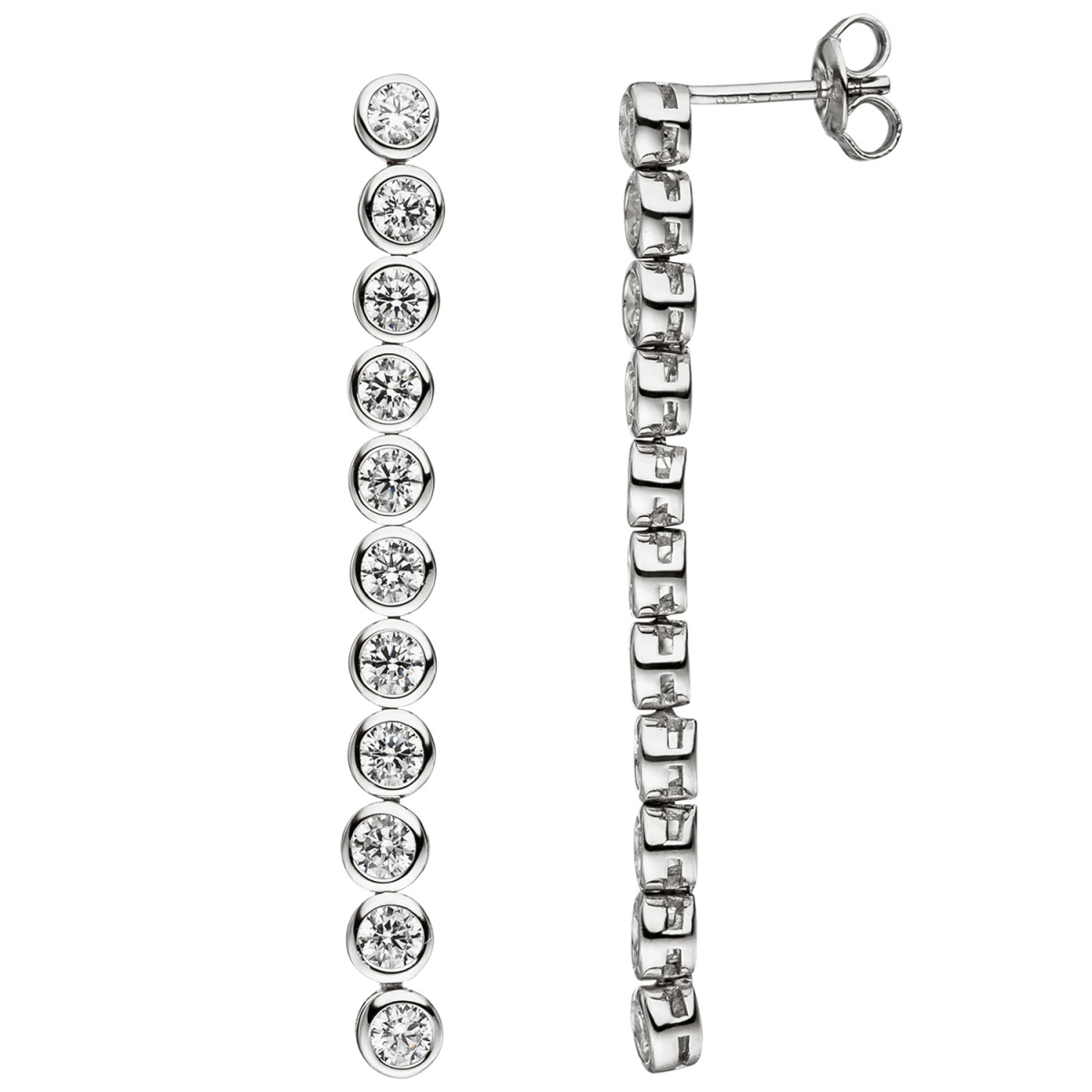 Ohrhänger lang 925 Silber 22 Zirkonia Ohrringe Ohrstecker Silberohrringe
