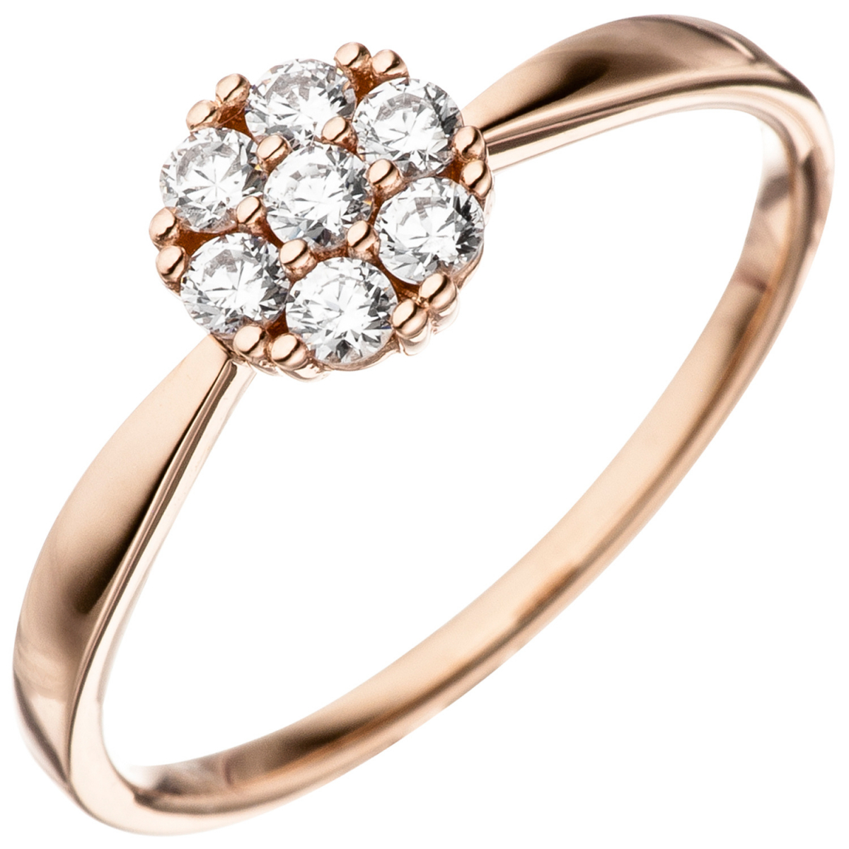 Damen Ring 333 Gold Rotgold 7 Zirkonia Rotgoldring - 50mm