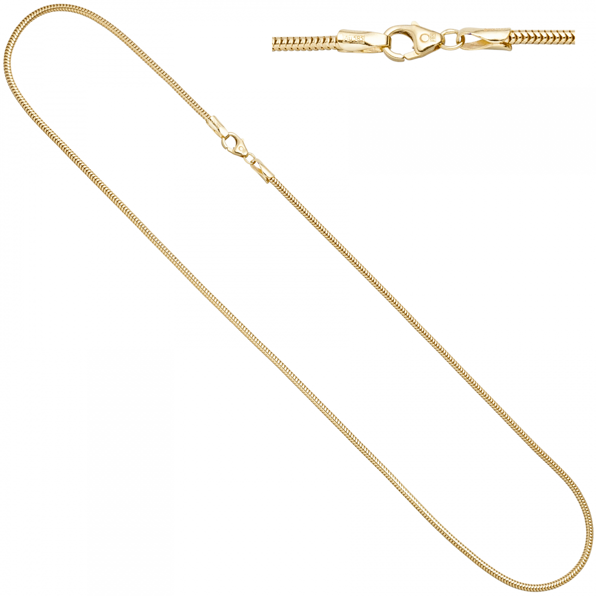 Schlangenkette aus 585 Gelbgold 2,4 mm 50 cm Gold Kette Halskette Goldkette