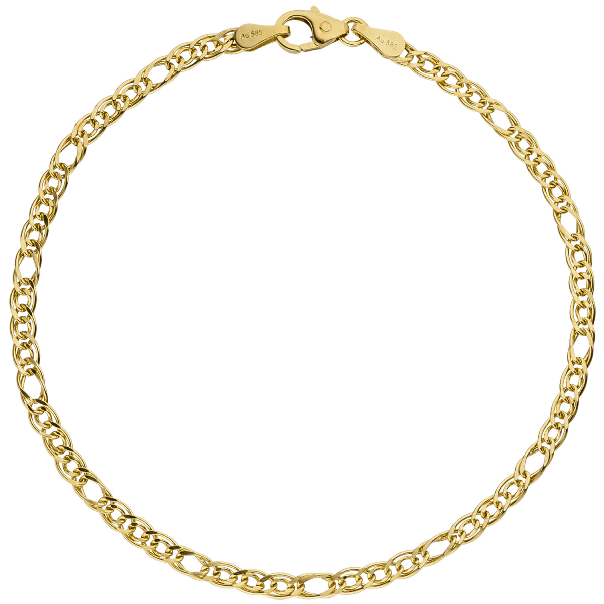 Zwillings-Panzerarmband 585 Gelbgold 19 cm Gold Armband Goldarmband
