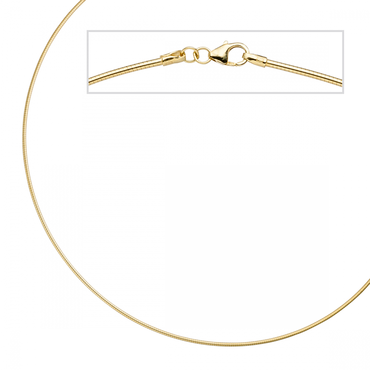 Halsreif 925 Sterling Silber gold vergoldet 1,5 mm 50 cm Kette Halskette