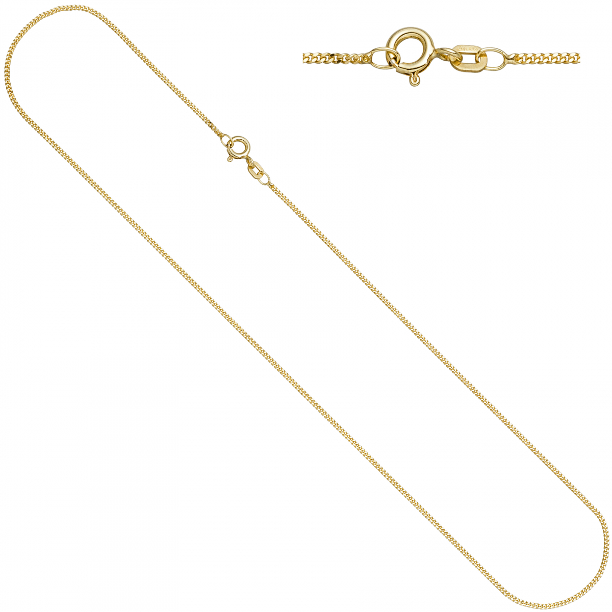 Panzerkette 925 Sterling Silber gold vergoldet 1,3 mm 42 cm Kette Halskette