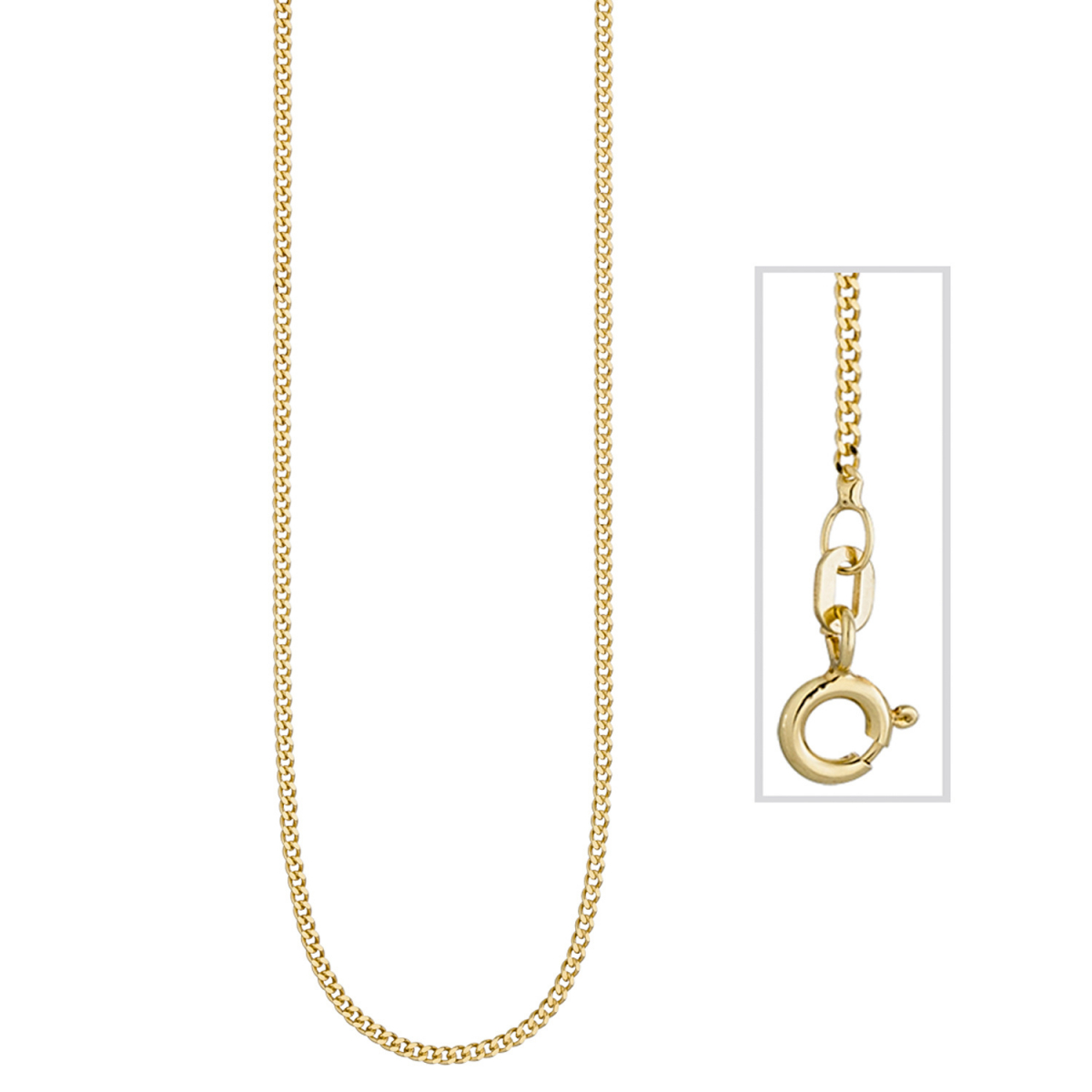 Panzerkette 925 Sterling Silber gold vergoldet 1,3 mm 42 cm Kette Halskette
