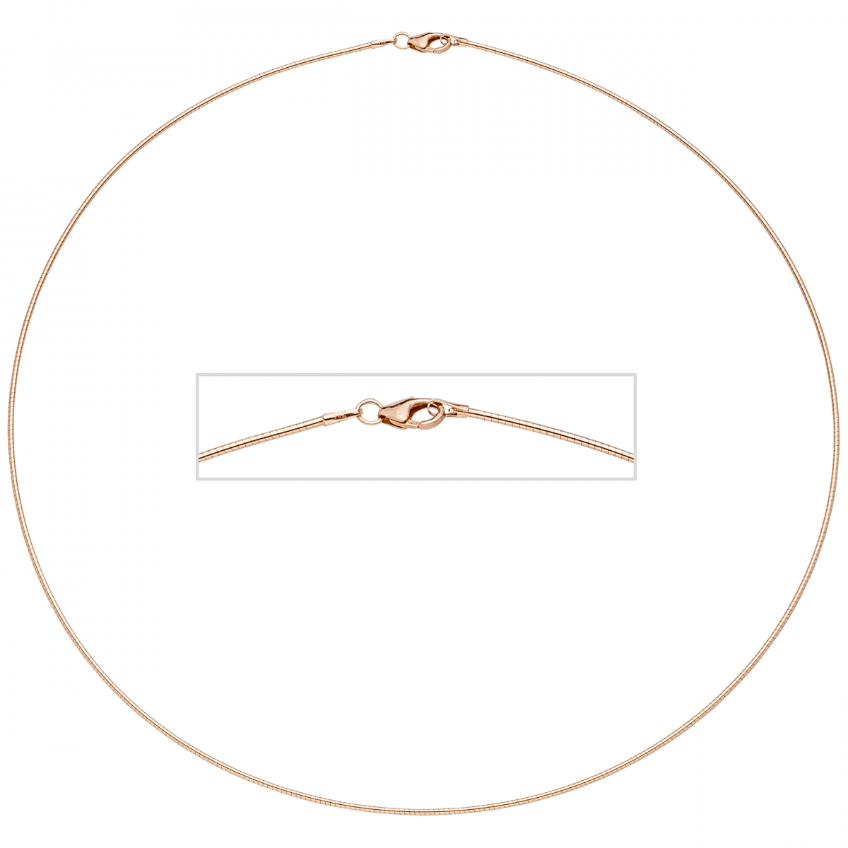 Halsreif 925 Sterling Silber rotgold vergoldet 1,1 mm 42 cm Kette Halskette