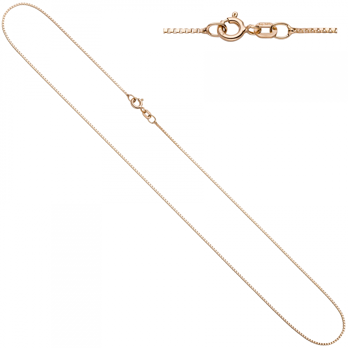 Venezianerkette 925 Silber rotgold vergoldet 0,8 mm 50 cm Kette Halskette