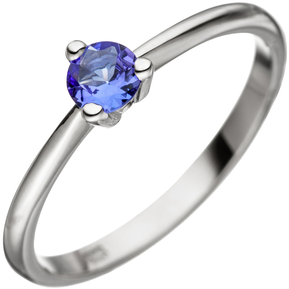Damen Ring 585 Gold Weißgold 1 Tansanit blau Weißgoldring - 54mm