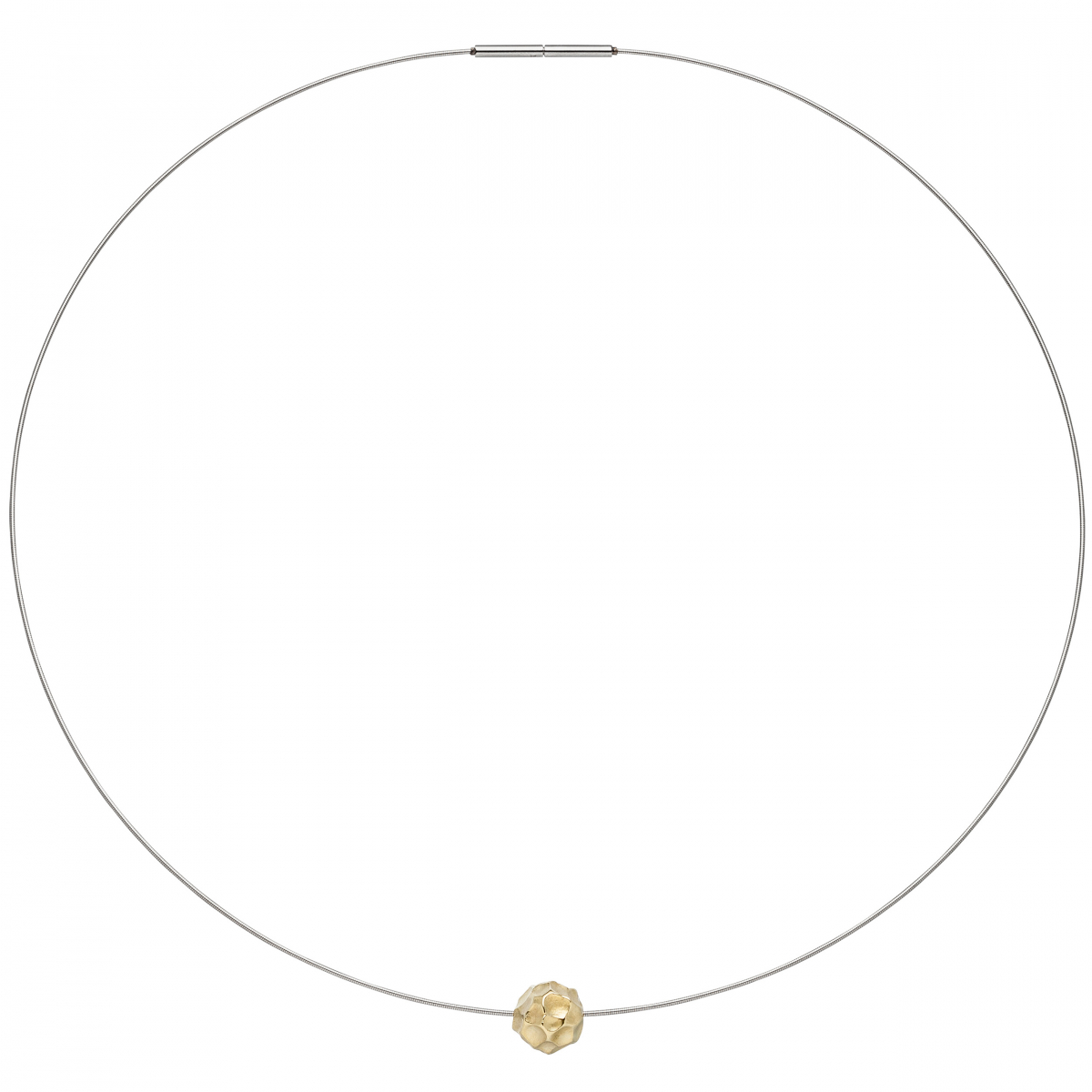 Collier Kette mit Anhänger aus Edelstahl mit 585 Gold kombiniert matt 42 cm