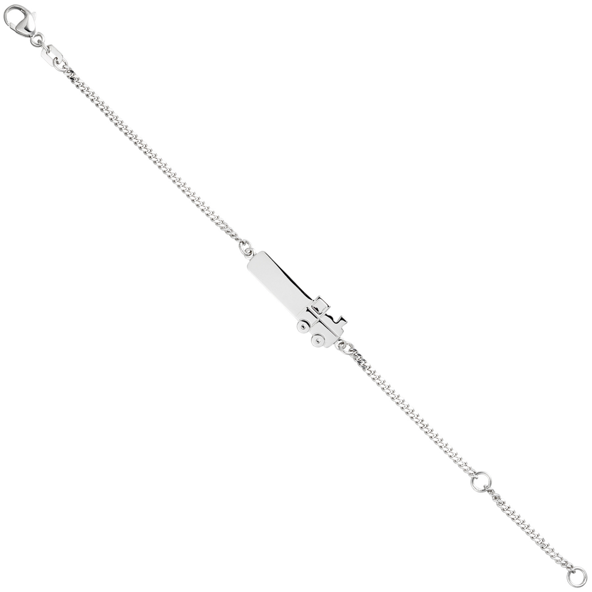 Schildband Lokomotive Dampflok 925 Sterling Silber 14 cm Gravur ID Armband