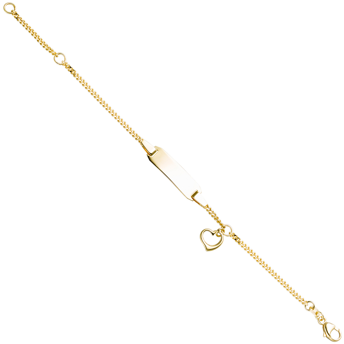 Schildband mit Herz 333 Gold Gelbgold Gravur ID Armband 14 cm
