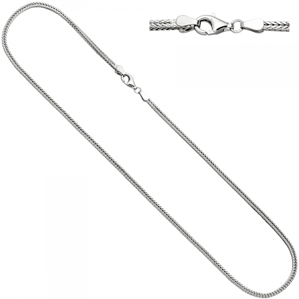Fuchsschwanzkette 925 Silber 2,5 mm 45 cm Kette Halskette Silberkette Karabiner