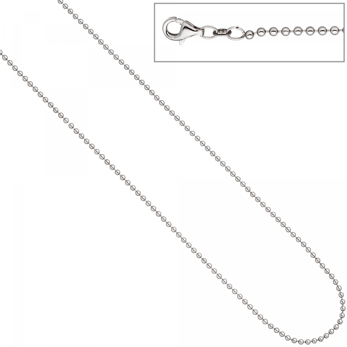 Kugelkette 925 Silber 2,0 mm 50 cm Kette Halskette Silberkette Karabiner