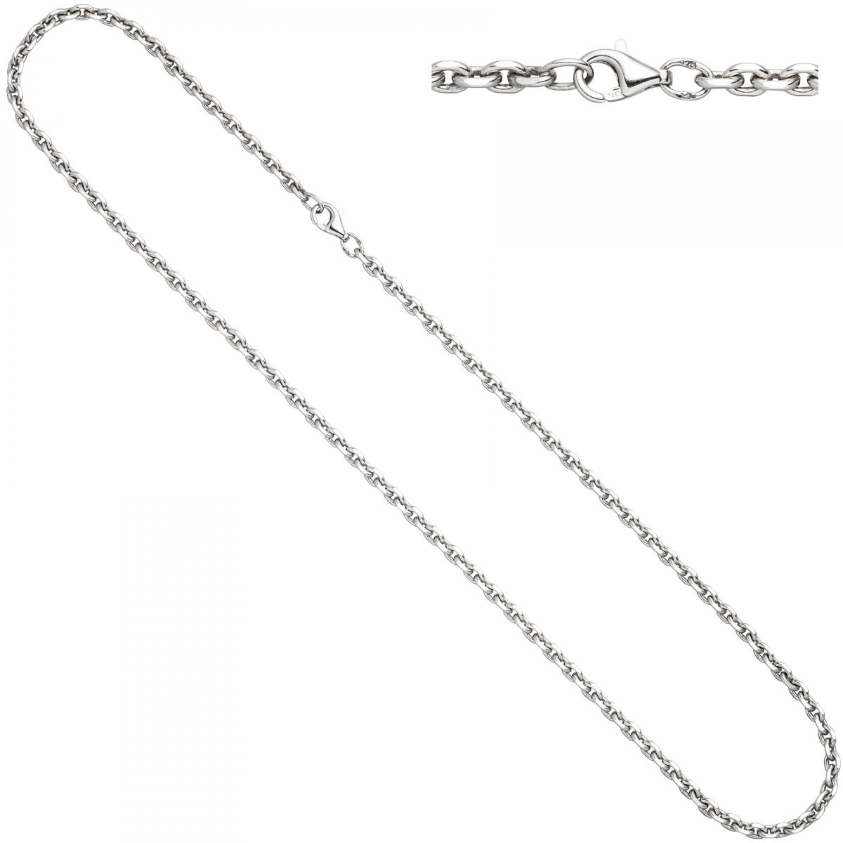 Ankerkette 925 Silber diamantiert 3,4 mm 45 cm Kette Halskette Silberkette