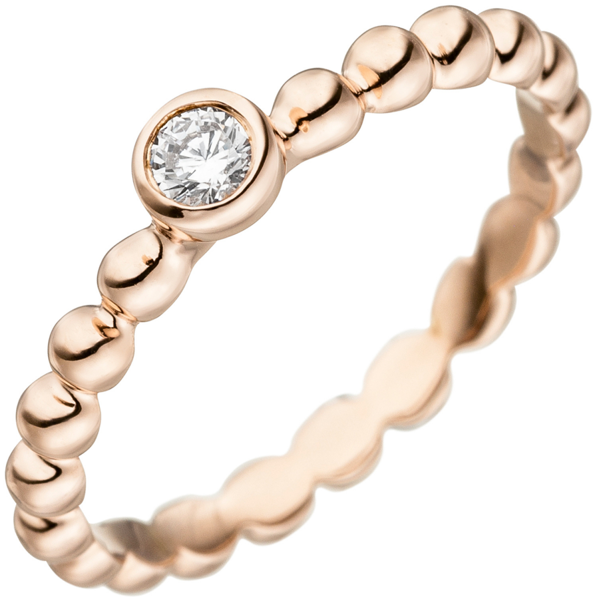 Damen Ring Kugel 925 Sterling Silber rotgold vergoldet 1 Zirkonia Kugelring - 62mm