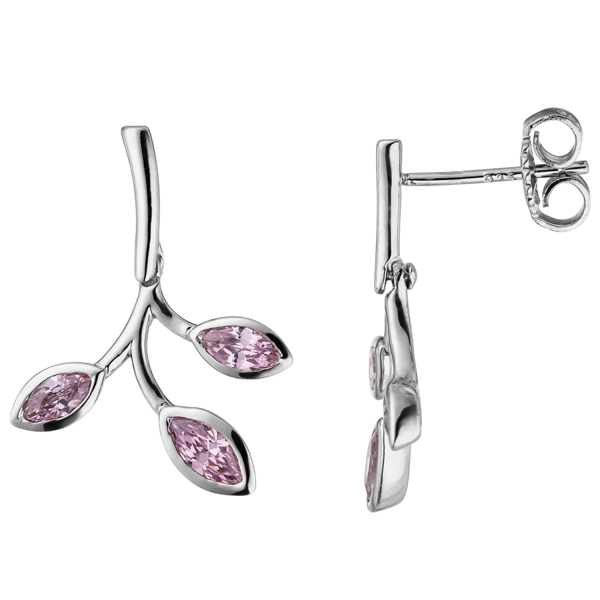 Ohrhänger 925 Sterling Silber 6 Zirkonia rosa Ohrringe Ohrstecker Silberohrringe