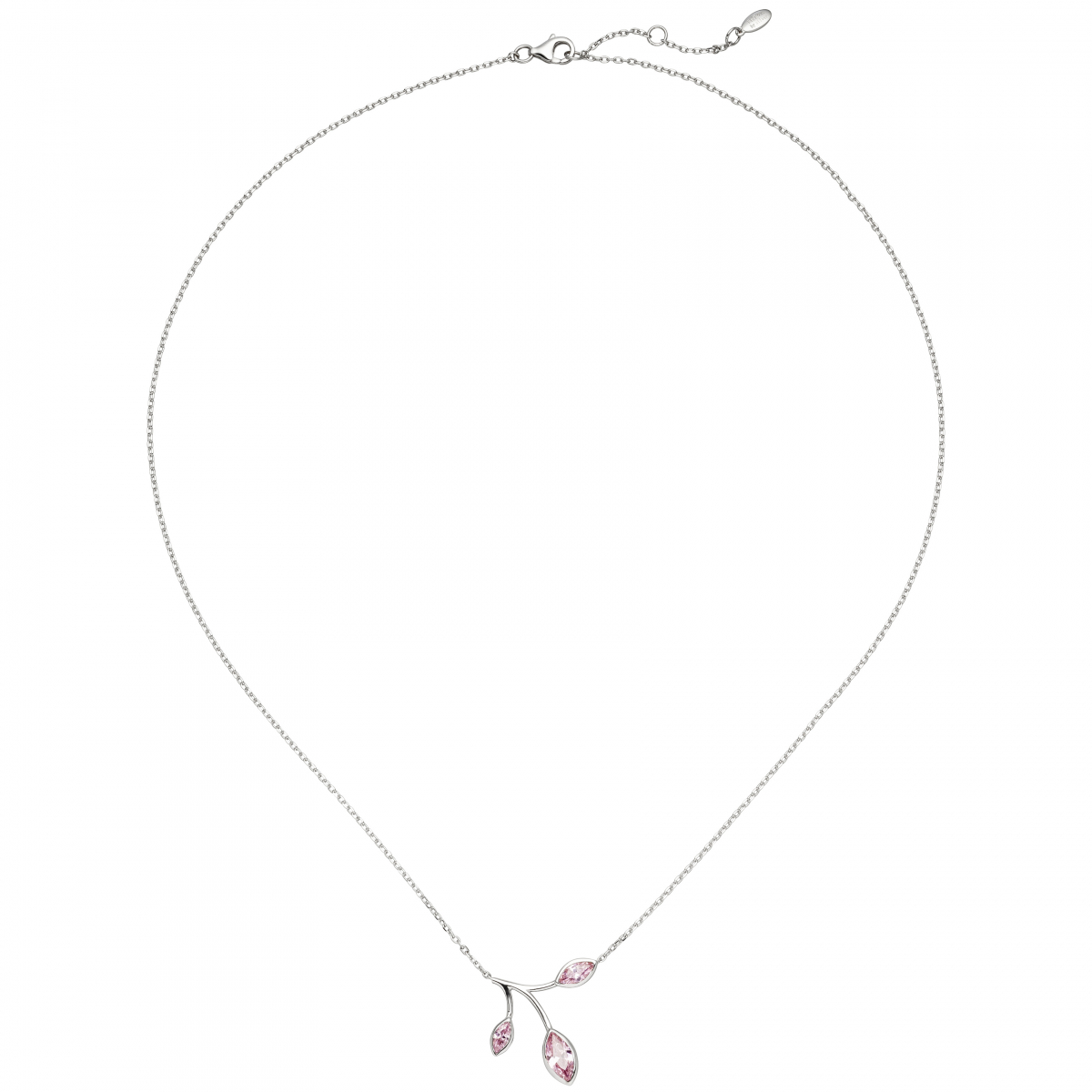 Collier Kette mit Anhänger 925 Sterling Silber 3 Zirkonia rosa 45 cm Kette