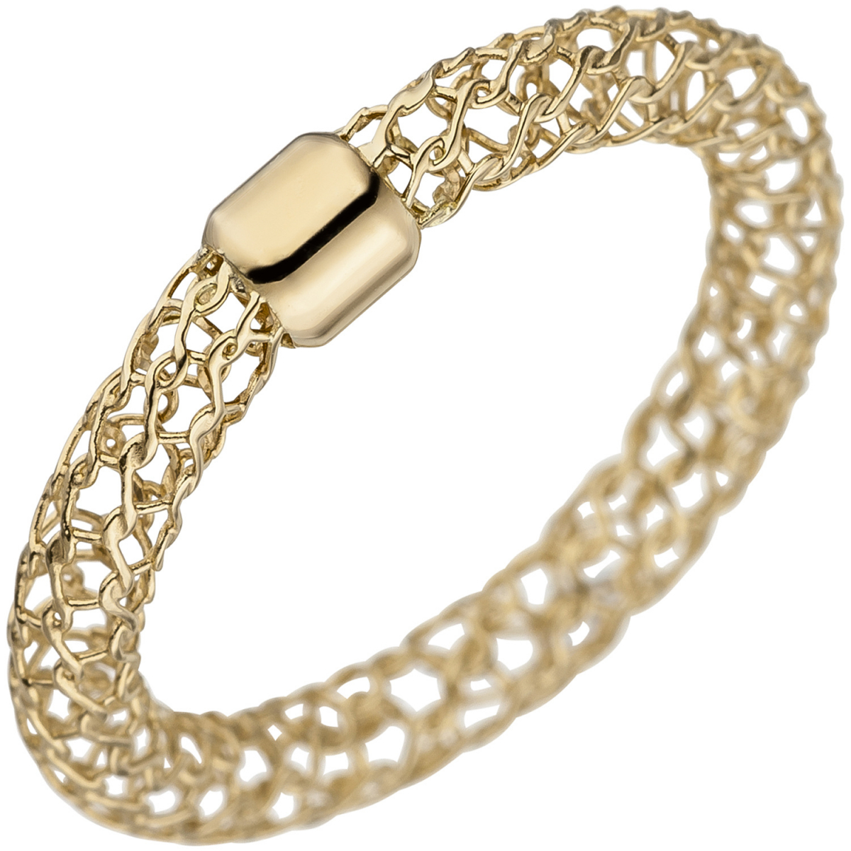 Damen Ring geflochten 750 Gold Gelbgold Goldring mit Geflecht - 54mm