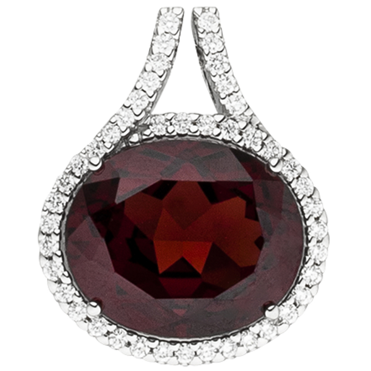 Anhänger 585 Gold Weißgold 44 Diamanten Brillanten 1 Granat rot Granatanhänger