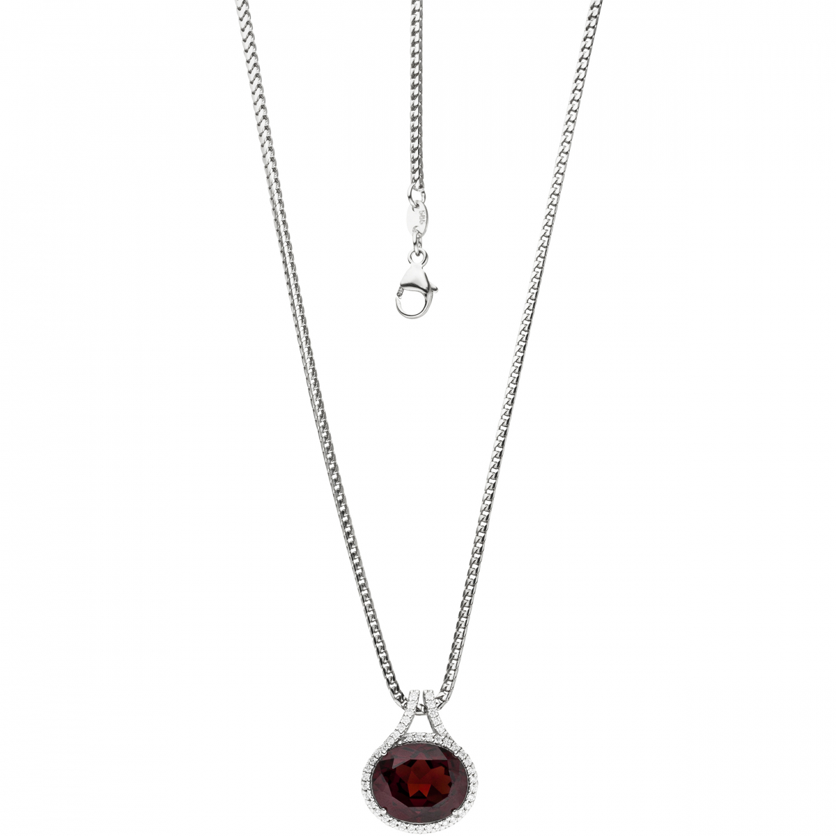 Anhänger 585 Gold Weißgold 44 Diamanten Brillanten 1 Granat rot Granatanhänger