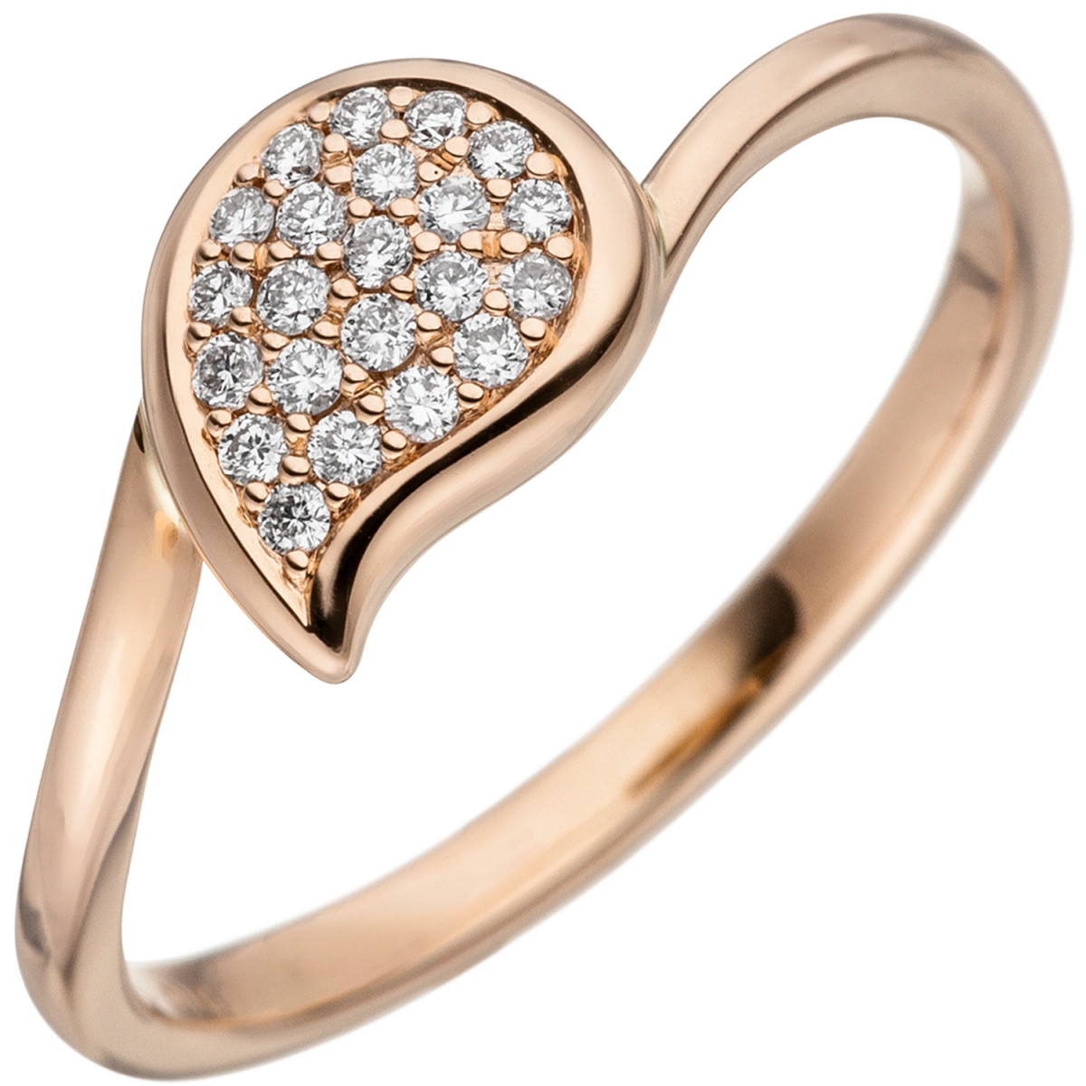 Damen Ring 585 Gold Rotgold 22 Diamanten Brillanten Diamantring Rotgoldring - 58mm