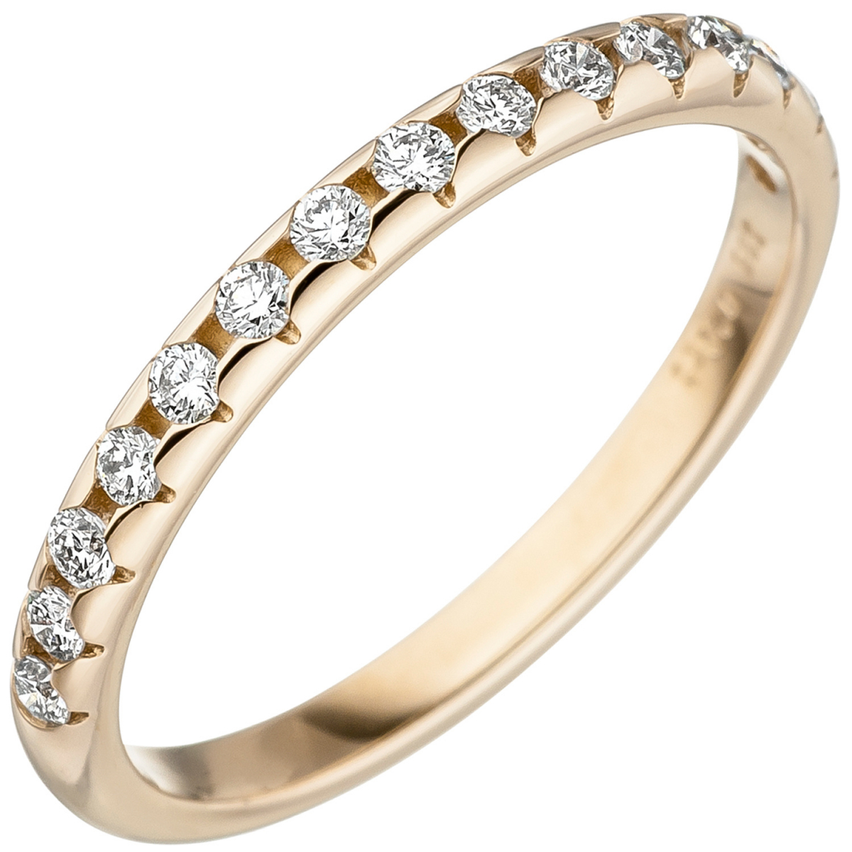 Damen Ring 585 Gold Gelbgold 15 Diamanten Brillanten Goldring Diamantring - 56mm