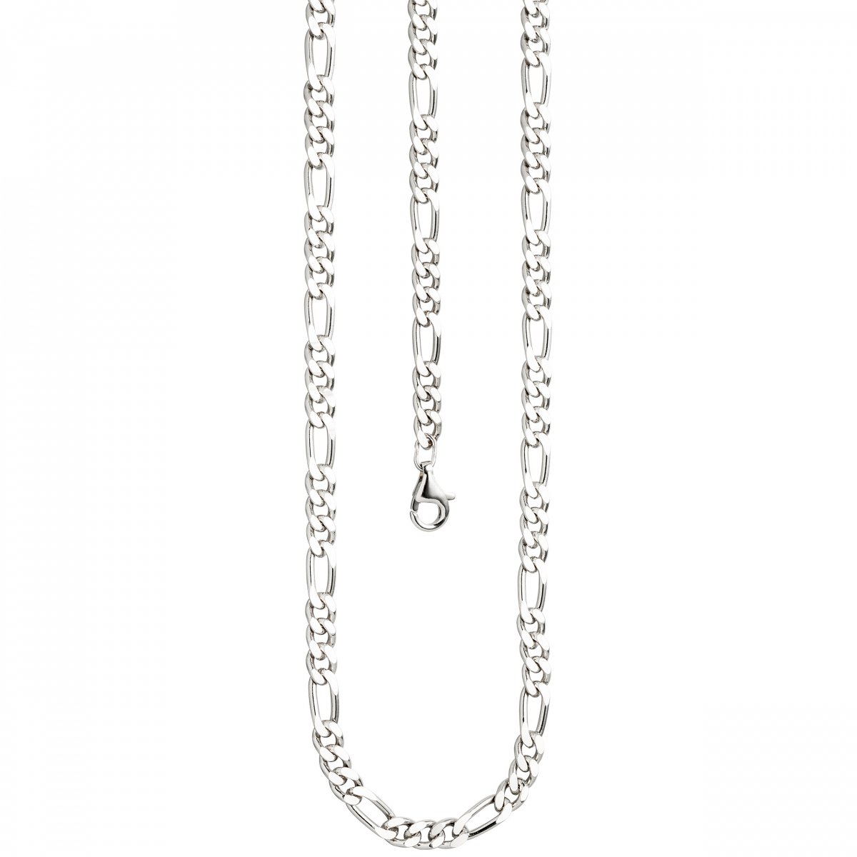 Figarokette 925 Silber diamantiert 50 cm Kette Halskette Silberkette Karabiner