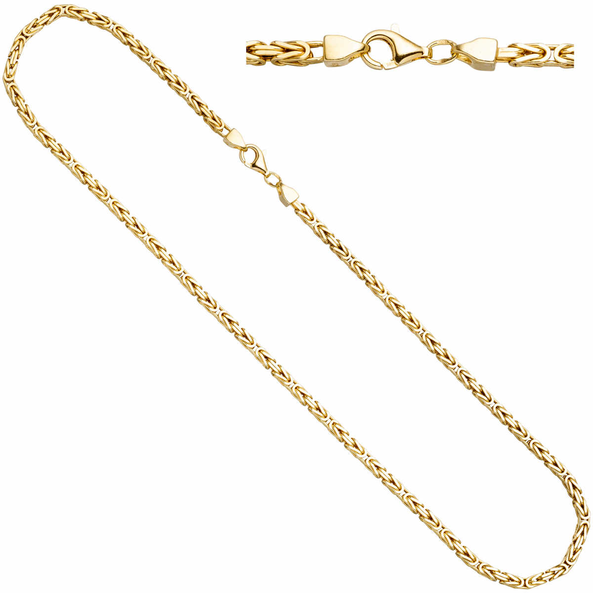 Königskette 925 Sterling Silber gold vergoldet 3,2 mm 60 cm Kette Halskette