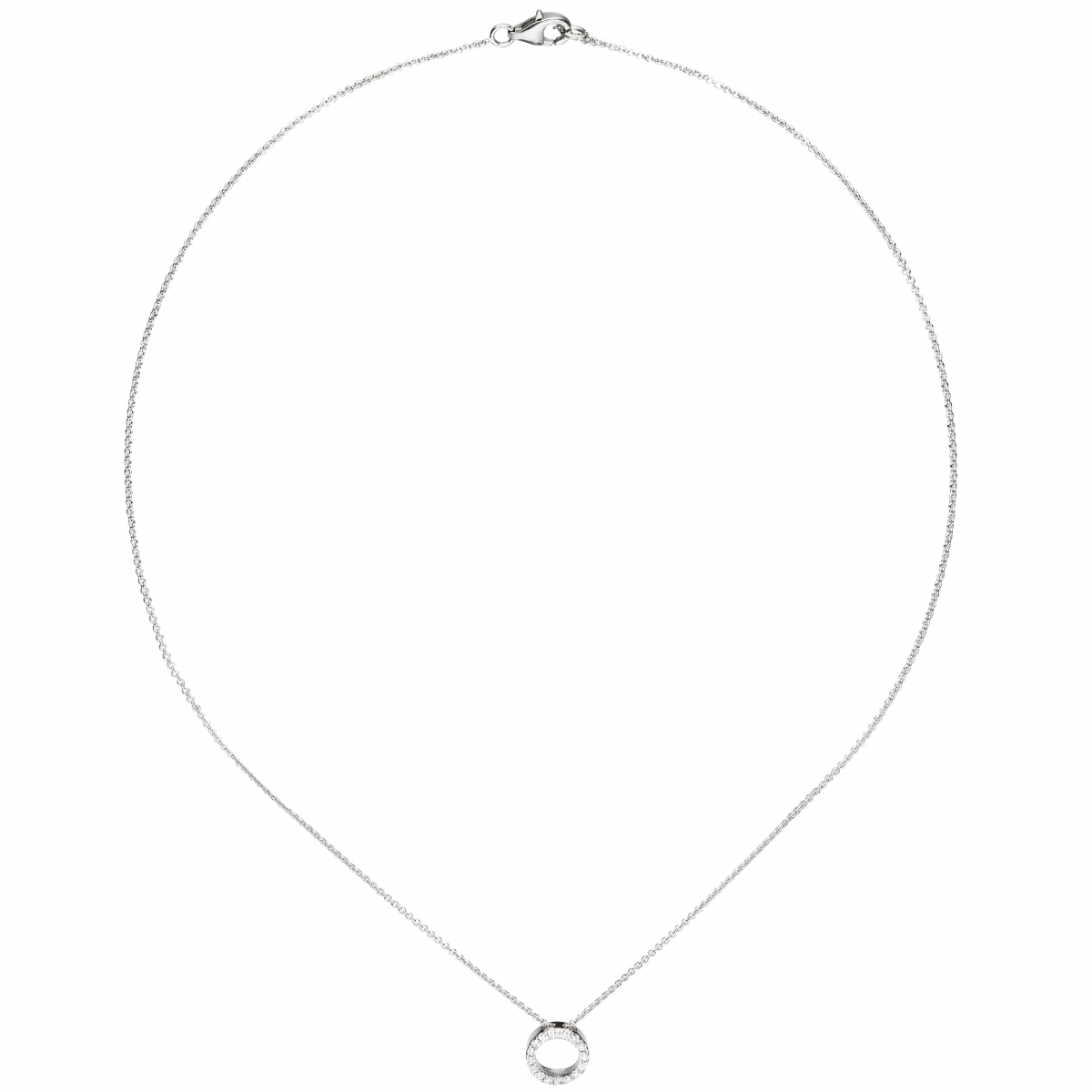 Collier / Kette mit Anhänger 925 Sterling Silber 16 Zirkonia 43 cm Silberkette