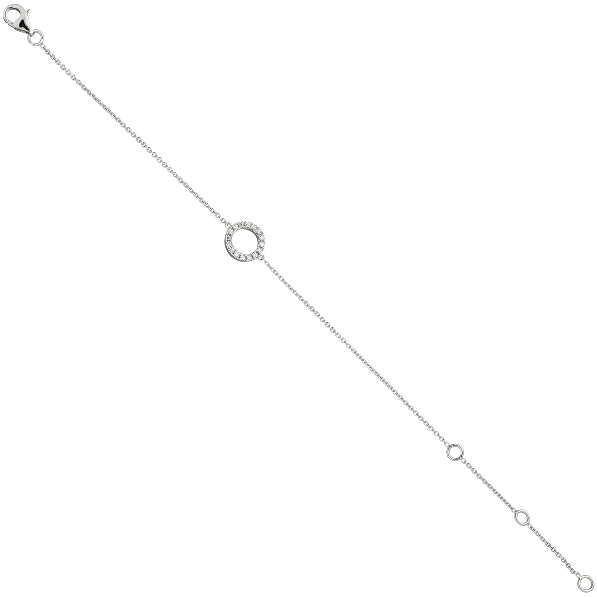 Armband 925 Sterling Silber 16 Zirkonia 18,5 cm Silberarmband