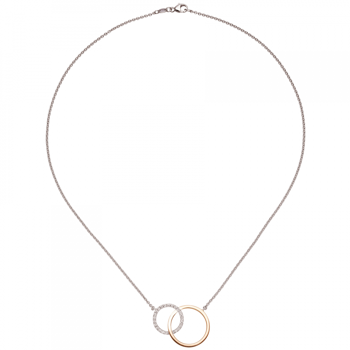 Collier Halskette 585 Gold Weißgold Rotgold bicolor 25 Diamanten Brillanten