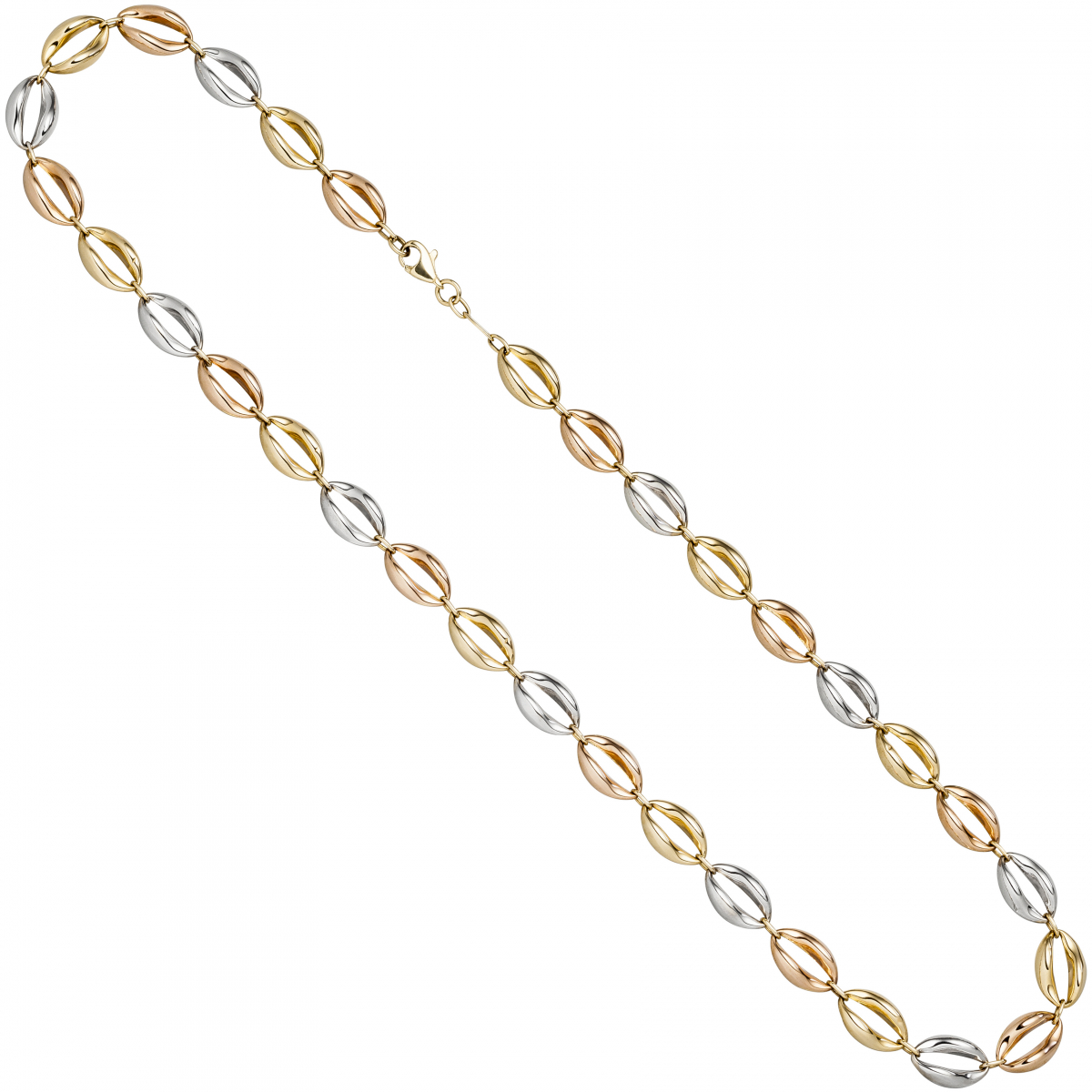 Halskette Kette 585 Gold dreifarbig tricolor 45 cm Goldkette Karabiner
