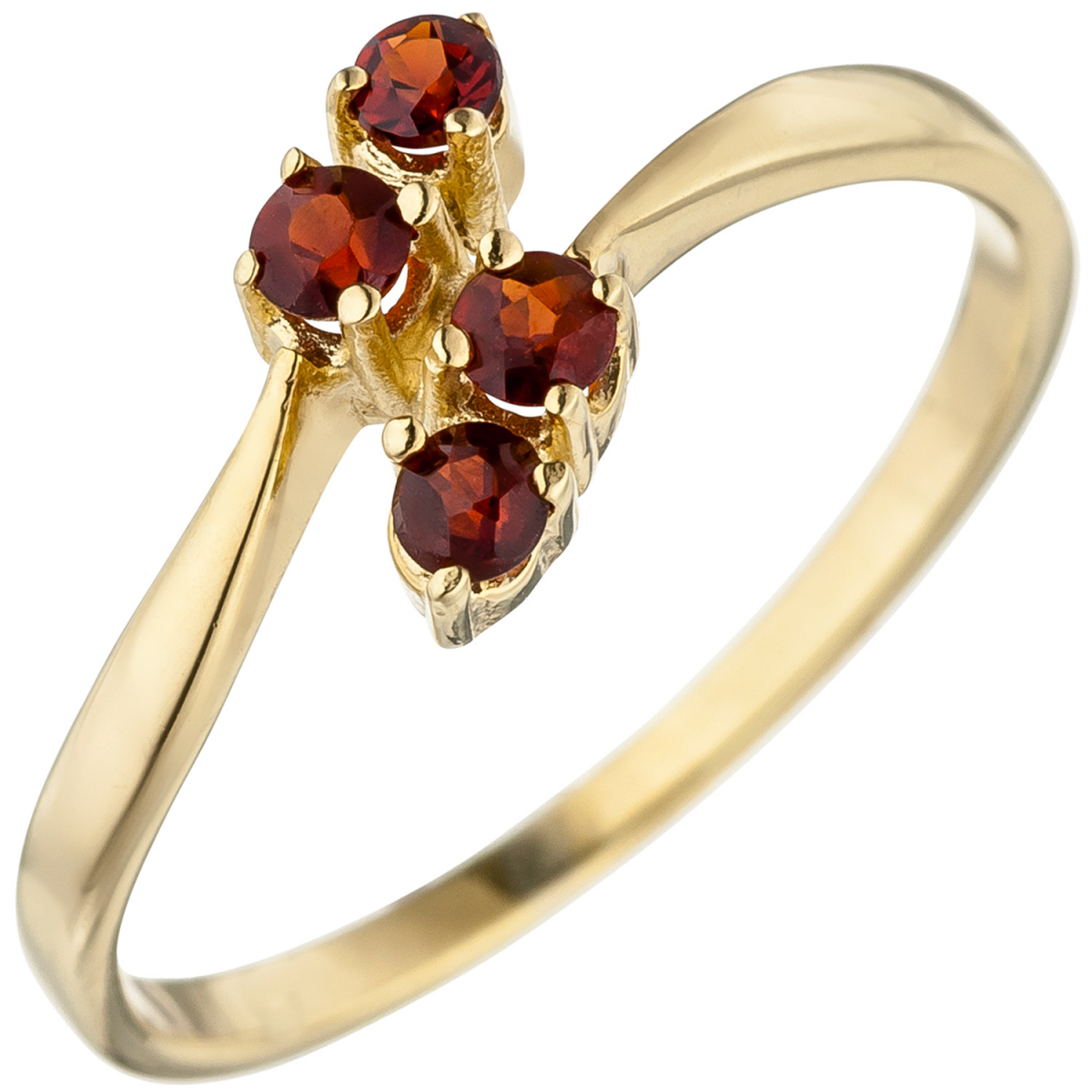 Damen Ring 375 Gold Gelbgold 4 Granate rot Goldring Granatring - 54mm