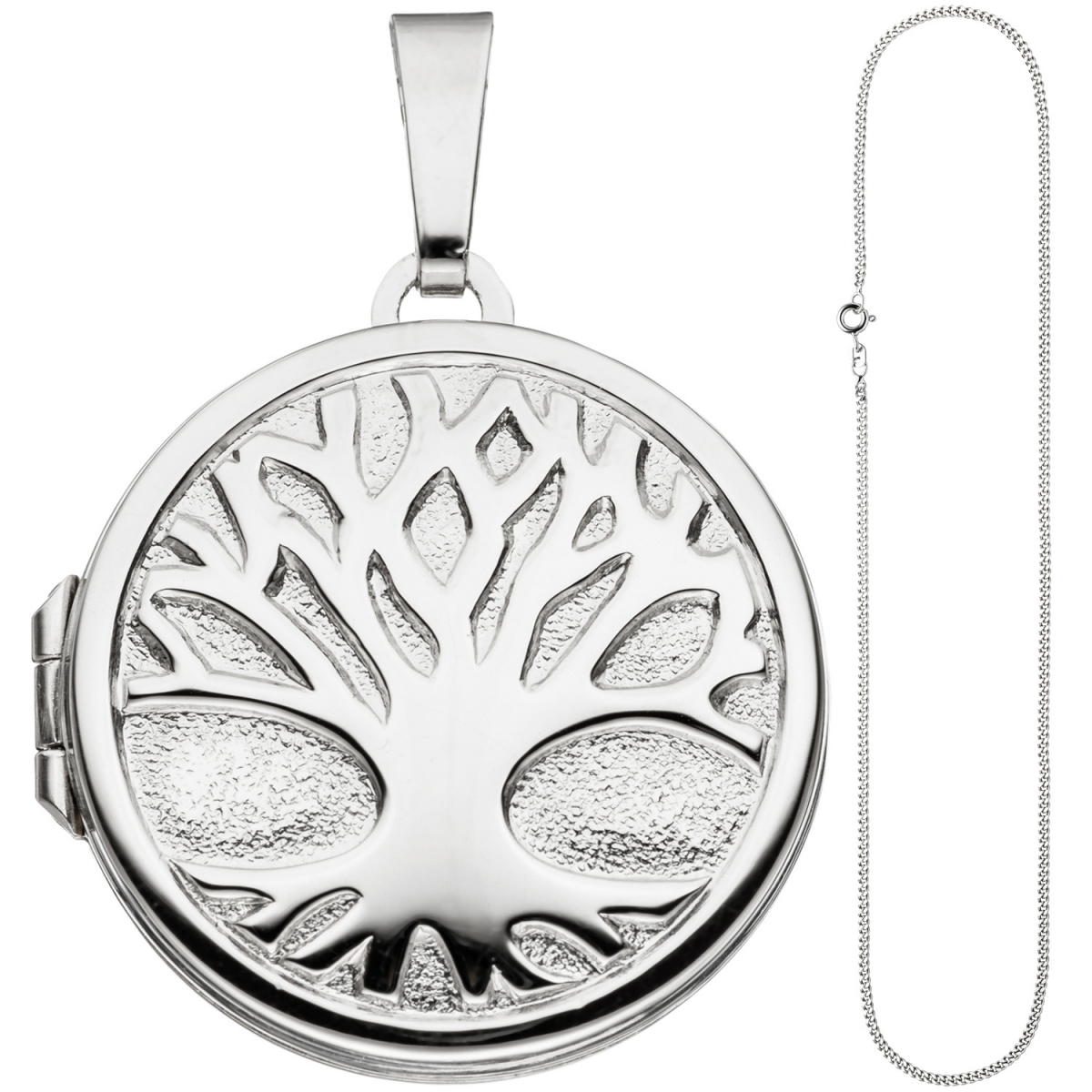 Medaillon Anhänger Baum des Lebens Weltenbaum rund 925 Silber mit Kette 60 cm