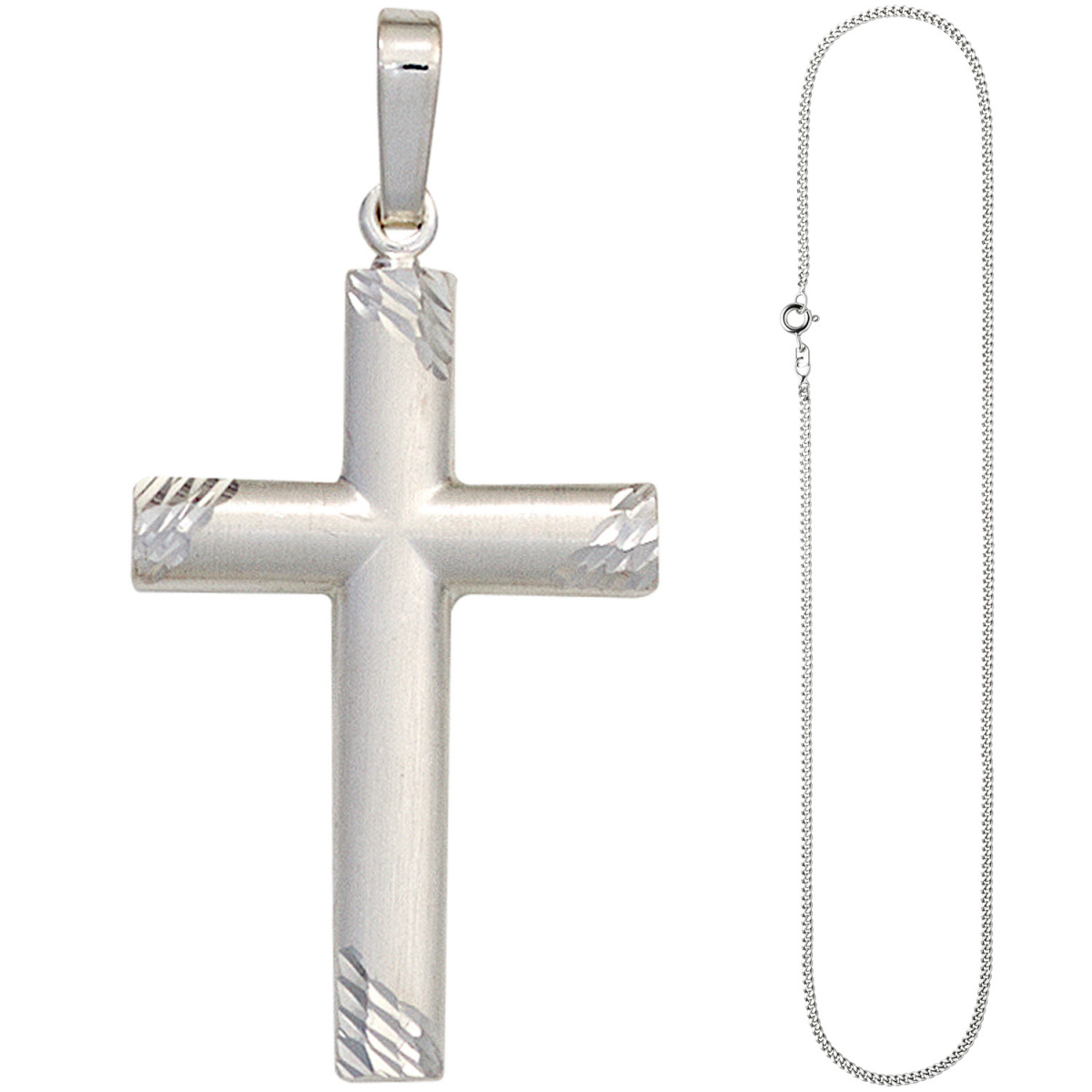 Anhänger Kreuz 925 Silber matt Kreuzanhänger Silberkreuz mit Kette 60 cm