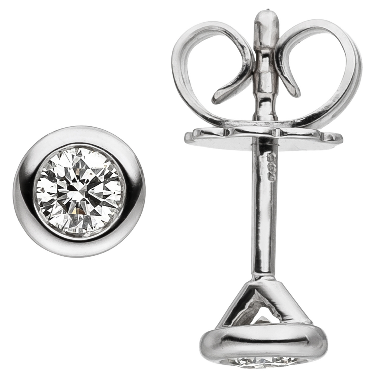Ohrstecker 585 Gold Weißgold 2 Diamanten Brillanten Ohrringe Diamantohrstecker