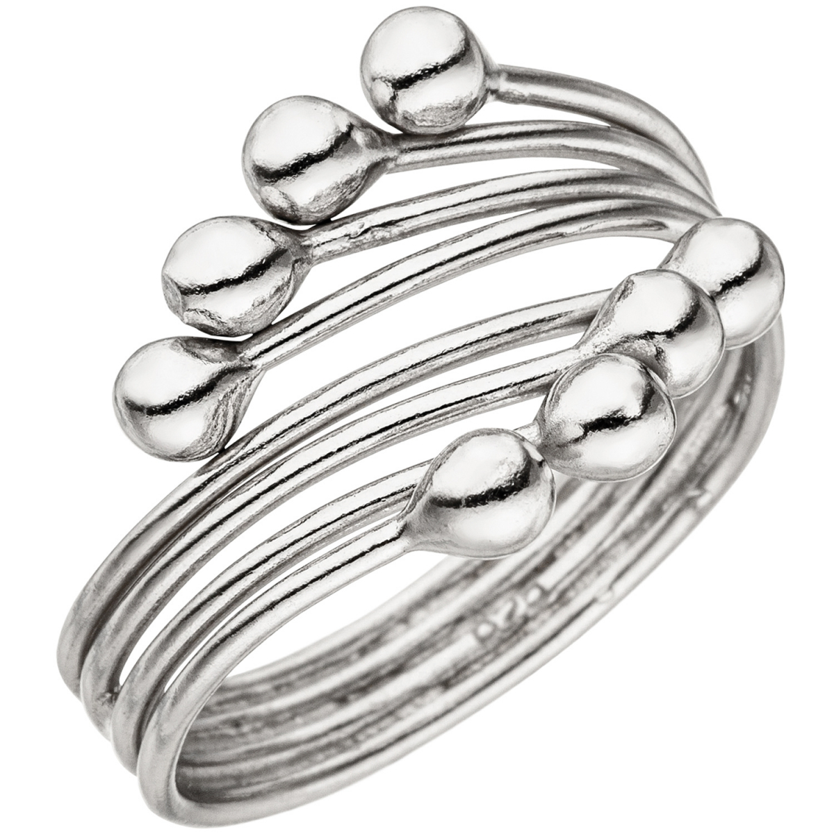 Damen Ring 4-reihig 925 Sterling Silber Silberring - 50mm