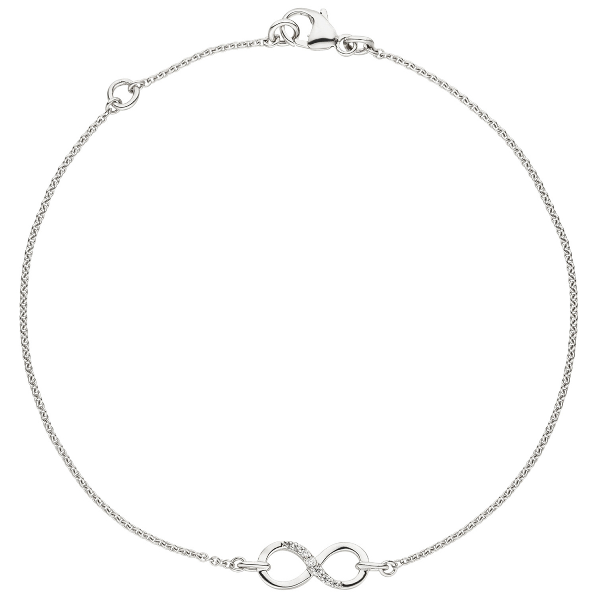 Armband Unendlichkeit 925 Sterling Silber 7 Zirkonia 19,5 cm Silberarmband