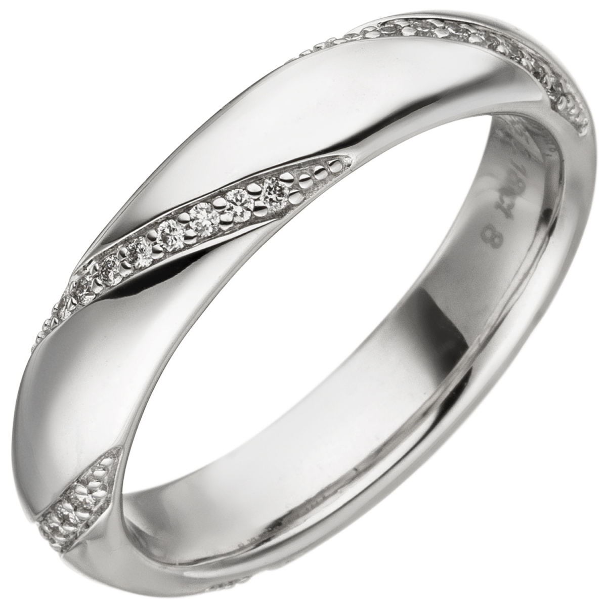 Damen Ring 585 Gold Weißgold 40 Diamanten Brillanten 0,18ct. Weißgoldring - 56mm