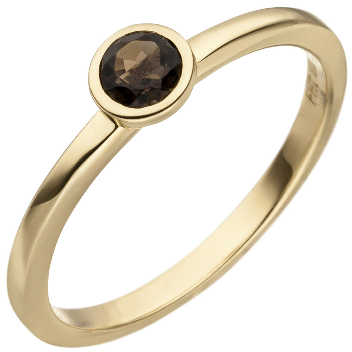 Damen Ring 585 Gold Gelbgold 1 Rauchquarz Goldring - 60mm